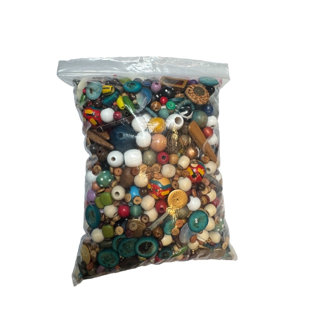 Mixed Lot Loose Wood Beads VTG - Modern Jewelry Crafts Repurposing 2+lbs